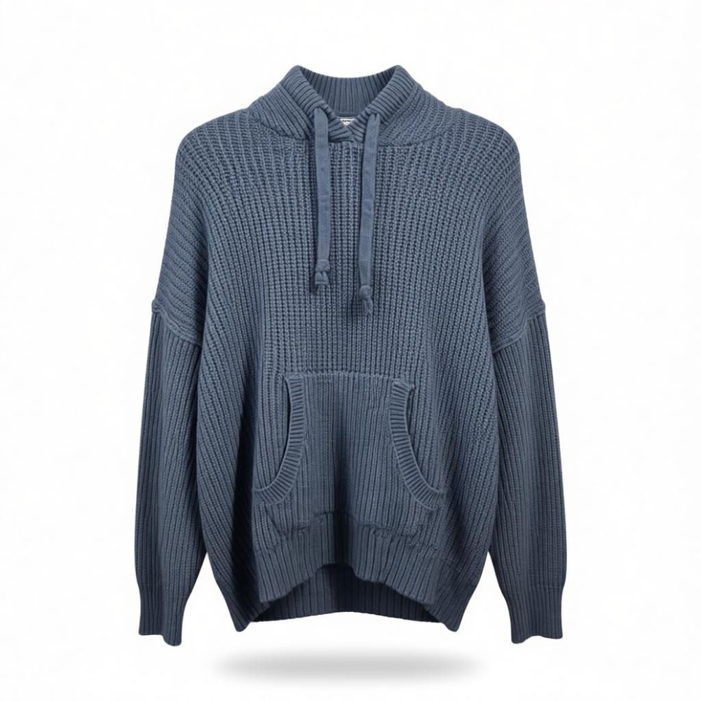 Cozy Casual Waffle Knit Hoodie Sweater Oversized Pullover for Fall & Winter SM - Picture 2 of 8